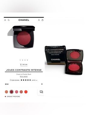 CHANEL Joues Contraste Intense Cream-to-Powder Blush — Deep Garnet Red